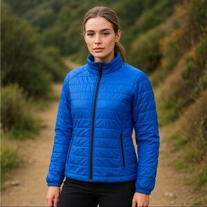 L.L.Bean Womens Blue Insulated Puffer Jacket Size S Nylon Zip Hiking Outdoor